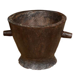 Antique late 18th C French Iron Mortar/Smelting Pot
